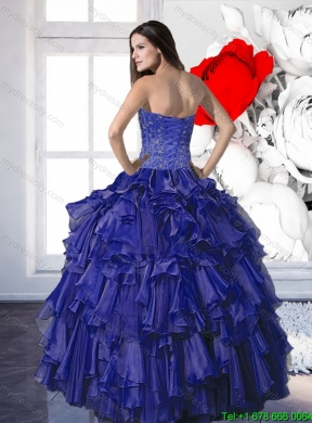 Pretty Beading and Ruffles Ball Gown Quinceanera Dresses for 2015