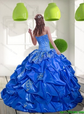 2015 Beading and Appliques Quinceanera Dresses with Brush Train