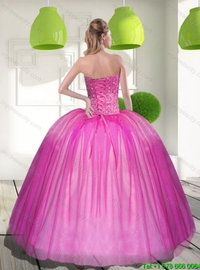 2015 Elegant Beading Sweetheart Ball Gown Quinceanera Dresses