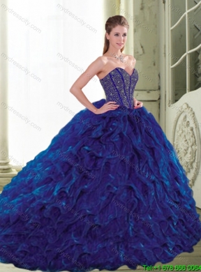 Classical Beading and Ruffles Sweetheart Ball Gown Quinceanera Dresses for 2015