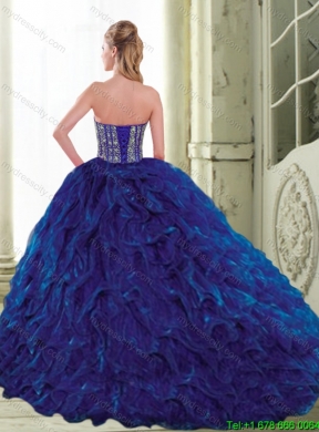 Classical Beading and Ruffles Sweetheart Ball Gown Quinceanera Dresses for 2015