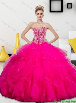 Gorgeous 2015 Beading and Ruffles Sweetheart Quinceanera Dresses