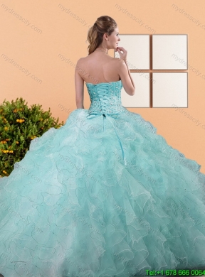 Pretty Beading and Ruffles Ball Gown Quinceanera Dresses for 2015