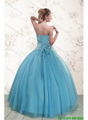 Cheap  New Style Ball Gown Beaded Quinceanera Dress in Baby Blue