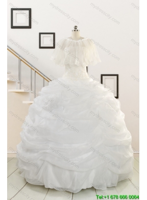 Custom Made White Beading Quinceanera Dresses for 2015