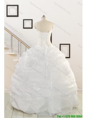 Custom Made White Beading Quinceanera Dresses for 2015