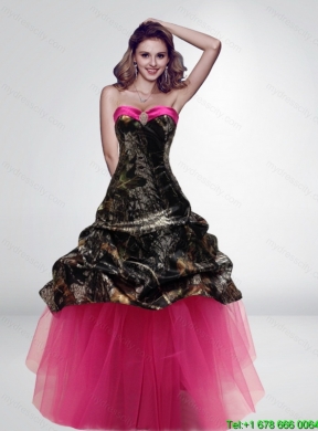 2015 Fashionable Princess Long Hot Pink Camo Wedding Dresses