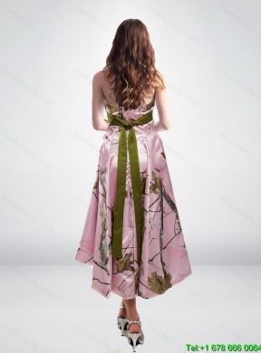 2015 Beautiful Multi Color High Low Camo Most Popular Prom Dresses with Sashes