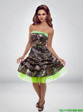 2015 Perfect Short Strapless Camo Cheap Prom Dresses with Ruching