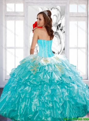 Luxurious 2015 Quinceanera Dress with Ruffled Layers and Appliques