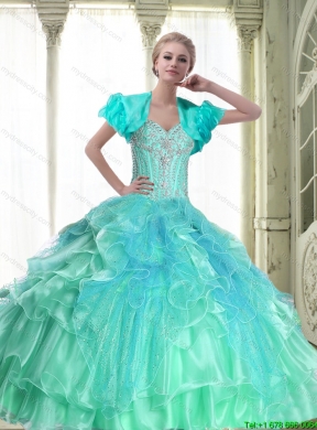 Perfect Lace Up Sweetheart 2015 Quinceanera Dresses with Beading