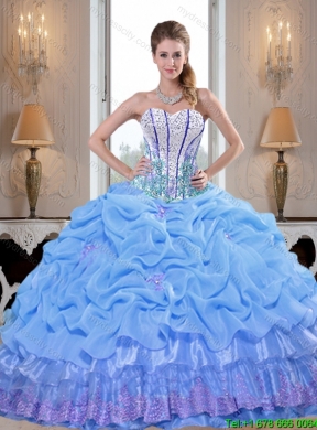 Smart 2015 Lavender Quinceanera Dresses with Appliques and Pick Ups