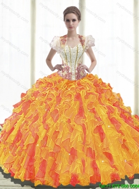 Sturning Beaded Sweetheart 2015 Quinceanera Dresses with Ruffles