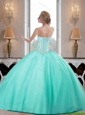 2015 Discount Sweetheart Detachable Quinceanera Dresses with Beading in Turquoise