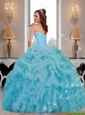 Beautiful 2015 Beaded Pretty  Quinceanera Dresses in Baby Blue