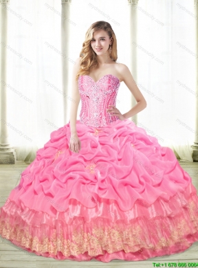 Beautiful 2015 Detachable Quinceanera Dresses with Appliques and Pick Ups