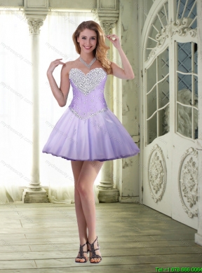 Elegant 2015 Beaded and Appliques Lavender Detachable Quinceanera Dresses