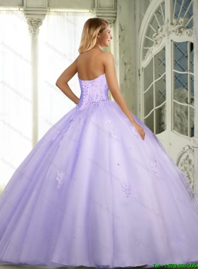 Elegant 2015 Beaded and Appliques Lavender Detachable Quinceanera Dresses