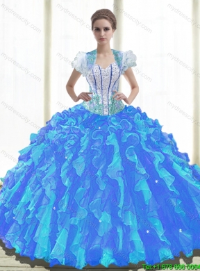 Elegant Ball Gown Detachable Quinceanera Dresses with Beading and Ruffles