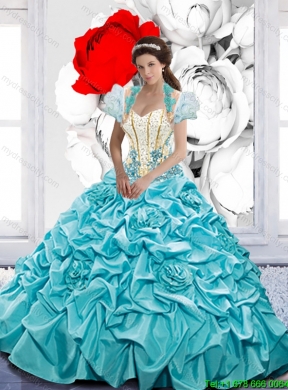 Elegant Pick Ups and Beaded Pretty  Quinceanera Dresses with Hand Made Flowers