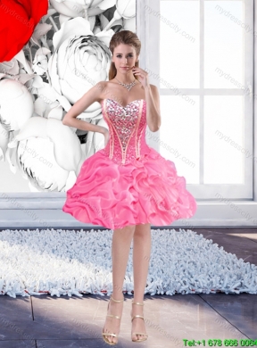 Inexpensive Rose Pink Detachable Quinceanera Dress with Beading and Pick Ups