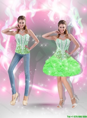 Latest Spring Green Detachable Quinceanera Dresses with Appliques and Pick Ups