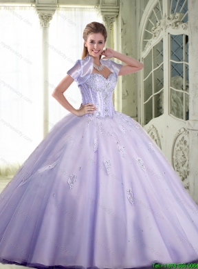 Luxurious Beaded Sweetheart Quinceanera Dresses in Lavender for 2015