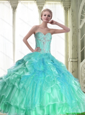 Pretty A Line 2015 Detachable Quinceanera Dresses with Beading