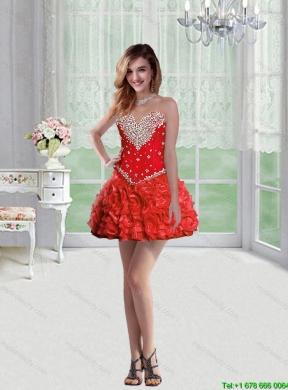 Pretty Sweetheart Red Detachable Quinceanera Dresses with Beading and Ruffles