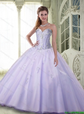 Romantic Ball Gown Sweetheart Lavender Detachable Quinceanera Dresses with Beading