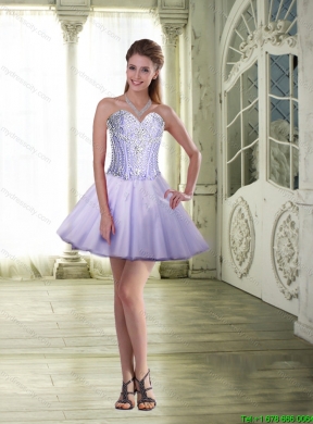 Romantic Ball Gown Sweetheart Lavender Detachable Quinceanera Dresses with Beading