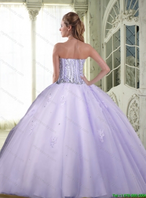 Romantic Ball Gown Sweetheart Lavender Detachable Quinceanera Dresses with Beading