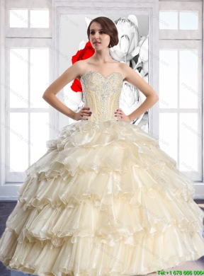 Wonderful Sweetheart Detachable Quinceanera Dresses with Beading and Ruffled Layers