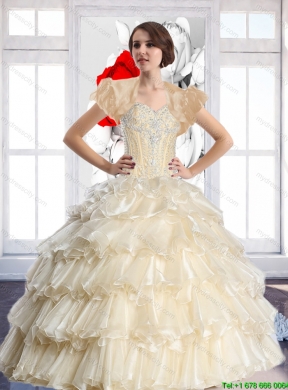 Wonderful Sweetheart Detachable Quinceanera Dresses with Beading and Ruffled Layers