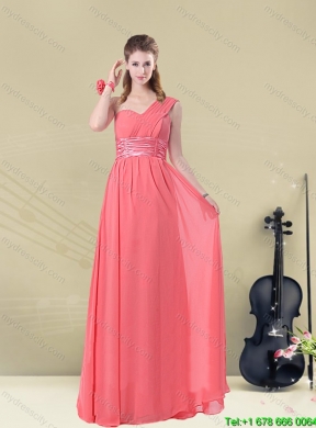 2015 Summer Beautiful  Watermelon Dama Dresses with Ruch and Beading