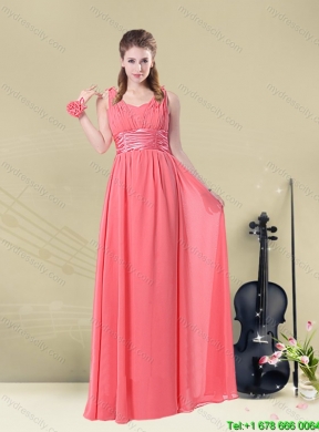 2015 Summer Beautiful  Watermelon Dama Dresses with Ruch and Beading