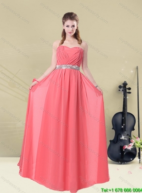 2015 Summer Beautiful  Watermelon Dama Dresses with Ruch and Beading