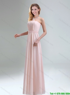 Beautiful 2015 Summer High Neck Chiffon Light Pink Dama Dresses