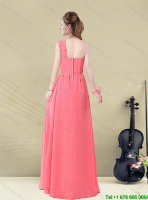 New Arrival 2015 Floor Length Belt One Shoulder Dama Dress Fitted