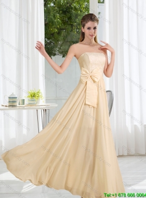 New Arrival Empire Ruching 2015 Summer Floor Length Dama Dresses