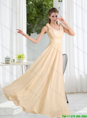 New Arrival Empire Ruching 2015 Summer Floor Length Dama Dresses