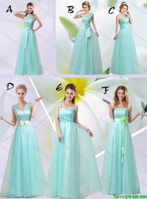 Elegant Empire Halter Top Laced Mint Bridesmaid Dresses with Sash