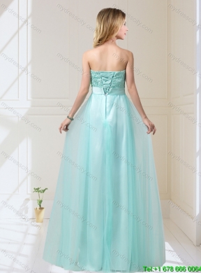 2015 Empire Strapless Bridesmaid Dresses with Hand Made Flowers