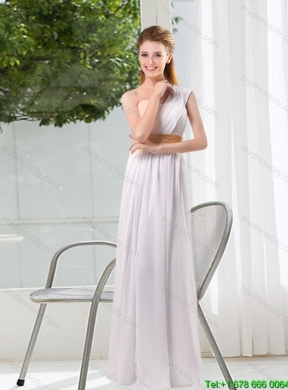 White Ruching Empire Beautiful Dama Dresses for 2015 Fall