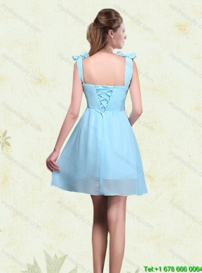 2015 Summer A Line Straps New Style Dama Dresses with Ruching and Bowknot