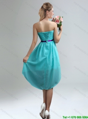 2015 Top Seller Blue And Purple Sweetheart Dama Dresses with Ruches