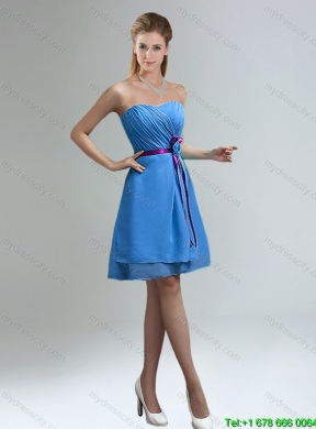 2015 Top Seller Blue And Purple Sweetheart Dama Dresses with Ruches