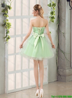 2015 Fall A Line Sweetheart Lace Up Elegant Dama Dress in Apple Green