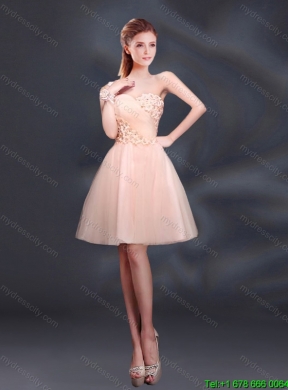 2015 Fall Elegant Lace Up Organza Dama Dress with A Line