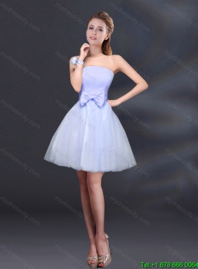 2015 Summer Bowknot A Line Strapless Beautiful Dama Dress with Lace Up